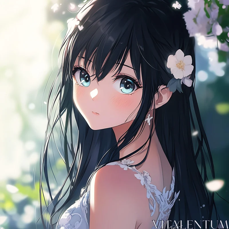 Floral Anime Beauty in a Natural Setting
