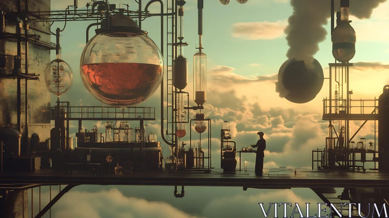 Steampunk Factory Above the Clouds