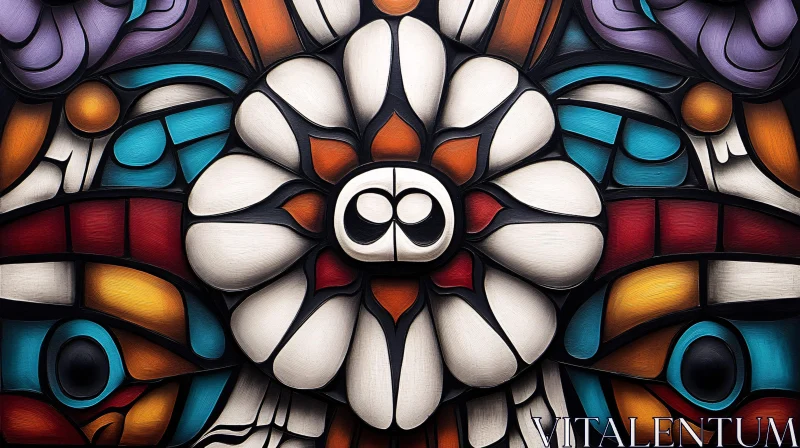 Colorful Abstract Pattern with Bold Outlines