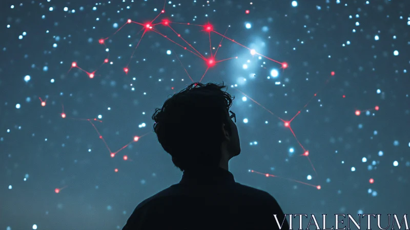 Silhouette Gazing at Starry Constellations