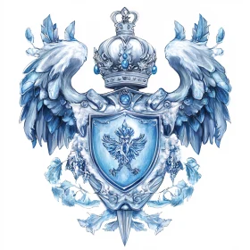 Heraldic Crest with Crown and Wings