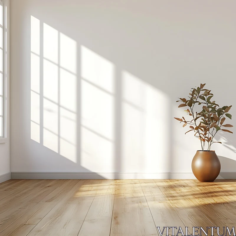 Bright Room with Plant and Sunlight