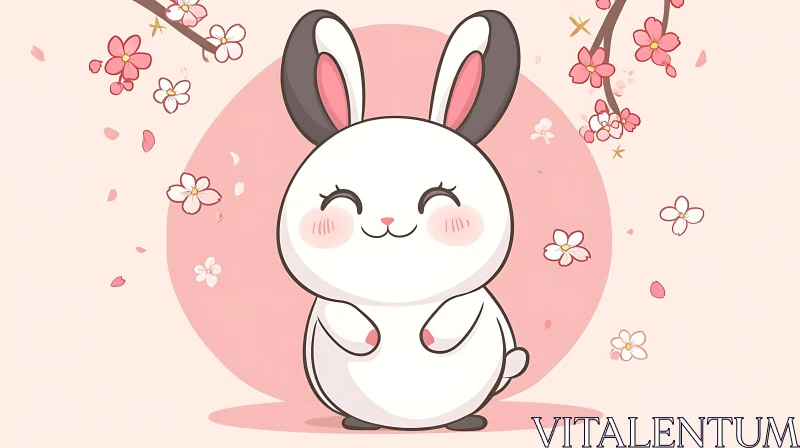 Cartoon Rabbit with Floral Design