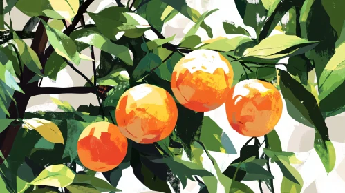 Ripe Oranges on a Vibrant Citrus Tree