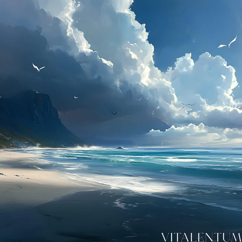 AI ART Coastal Scene with Turquoise Water