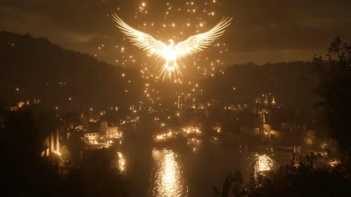 Golden Phoenix Ascending Above the City