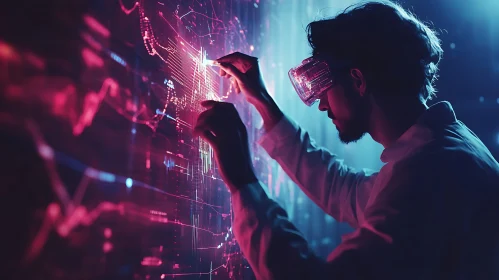 VR User Interacting with Digital Data