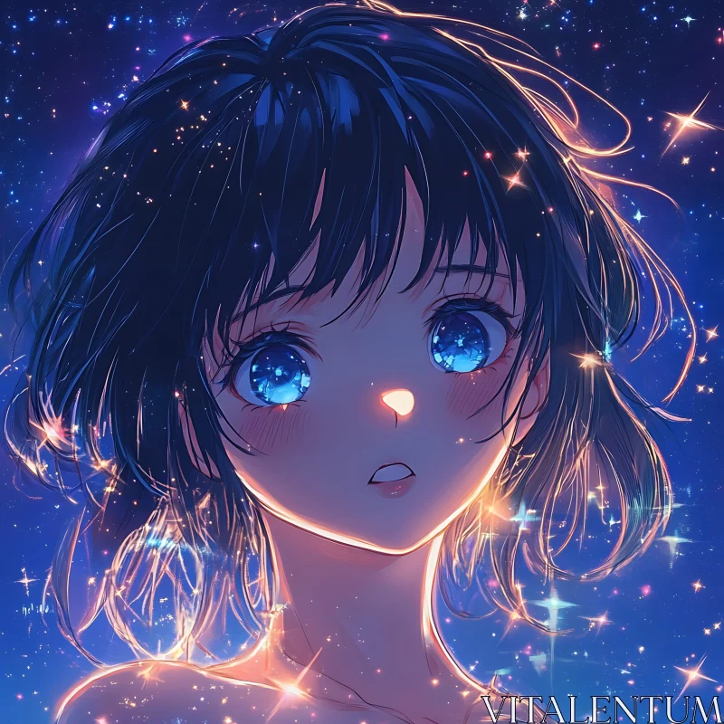 Anime Girl Under Starry Sky