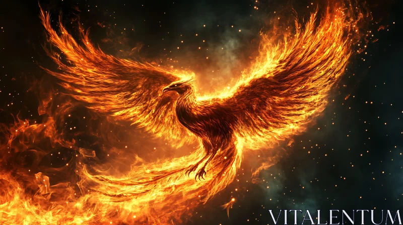 Blazing Phoenix Soaring Through the Night