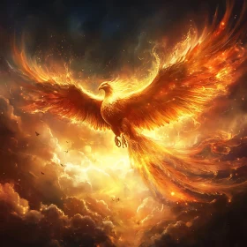 Legendary Phoenix Bird in Flight