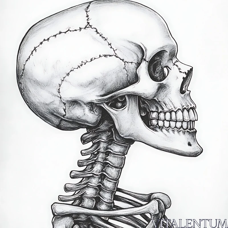 Monochrome Skeleton Illustration