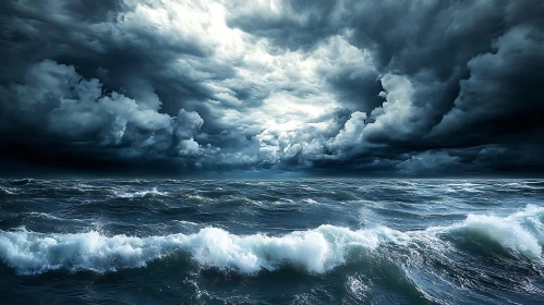 Ominous Storm Clouds Over Dark Ocean