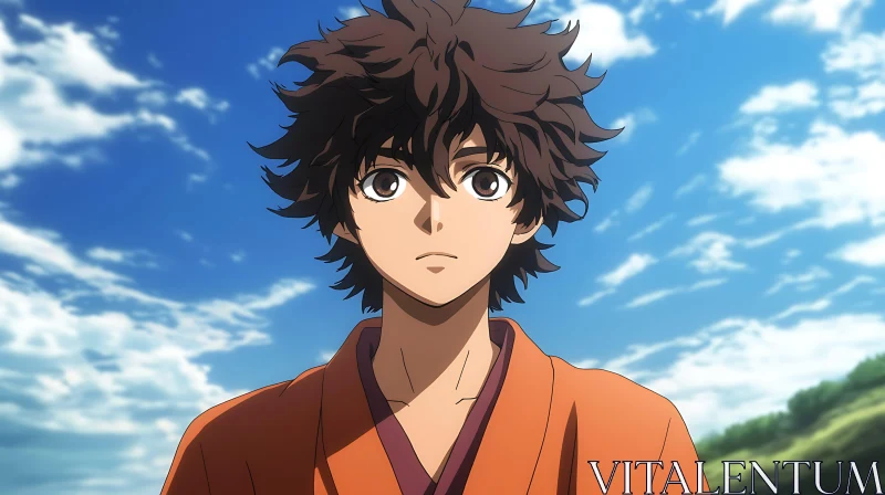 Anime Portrait Against Clear Sky