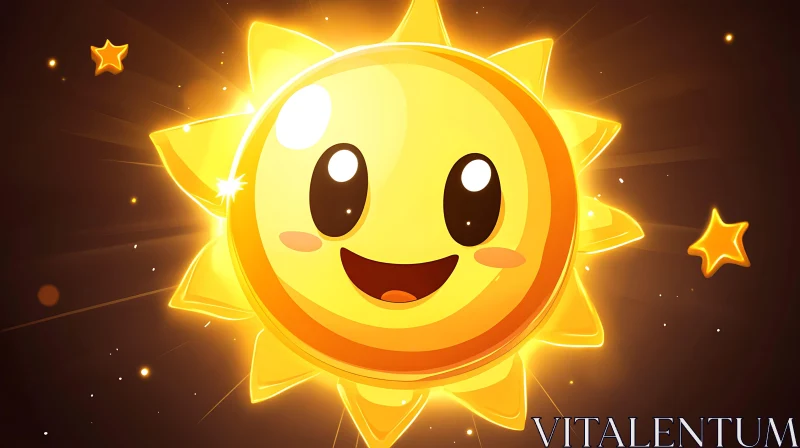 Smiling Sun with Starry Background