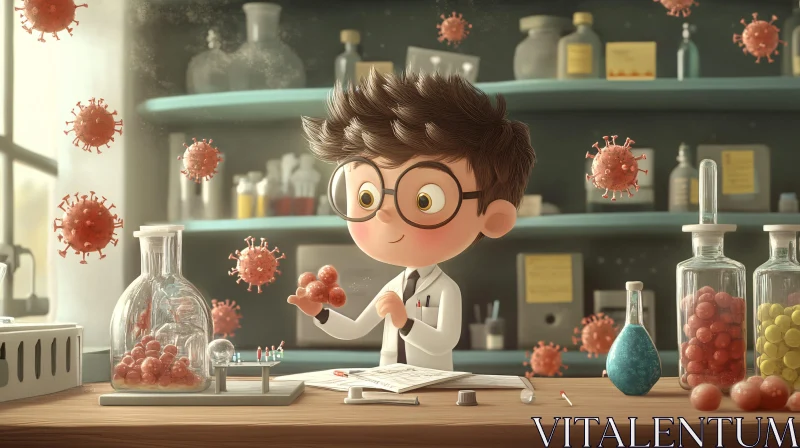 Scientist Examining Virus in Lab