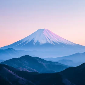 Snowy Mountain at Pastel Sunset