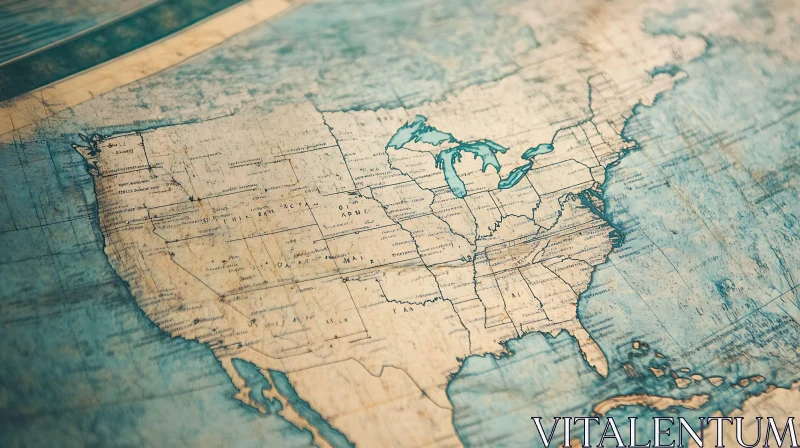 Antique United States Map Wall Decor