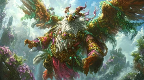 Ornate Eagle-Like Being Ascending