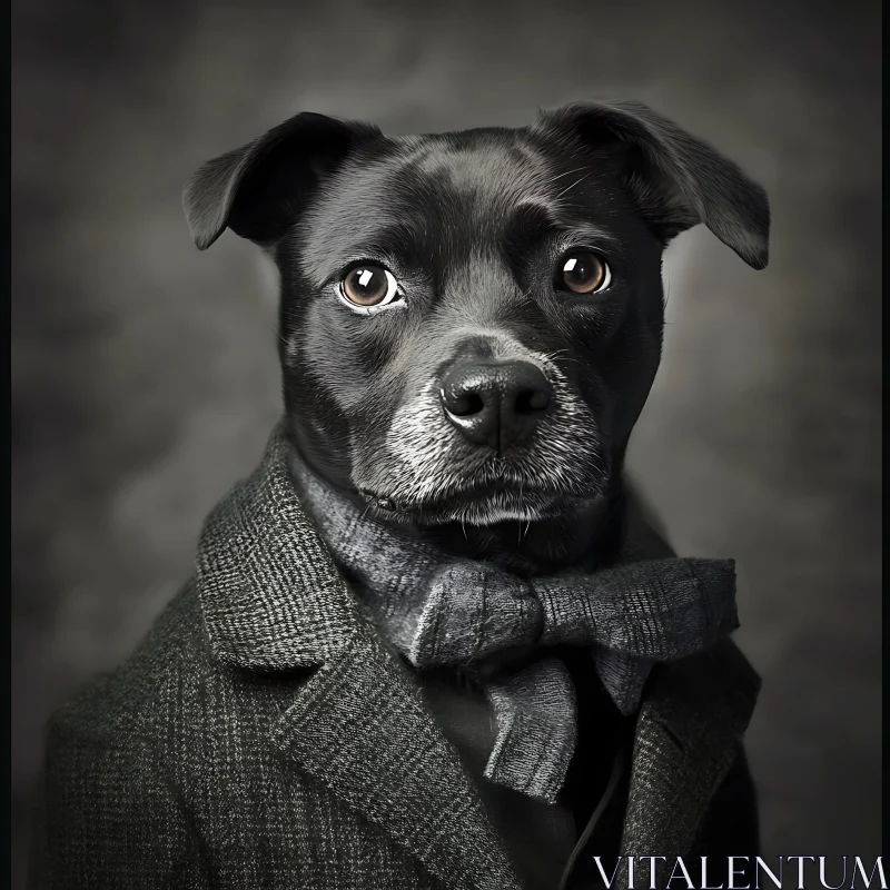 Elegant Canine in Grey Suit