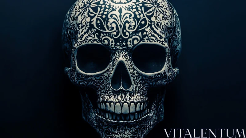 Intricate Patterned Skull Art Piece