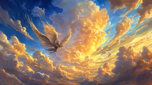 Winged Figure in a Cloudscape Painting