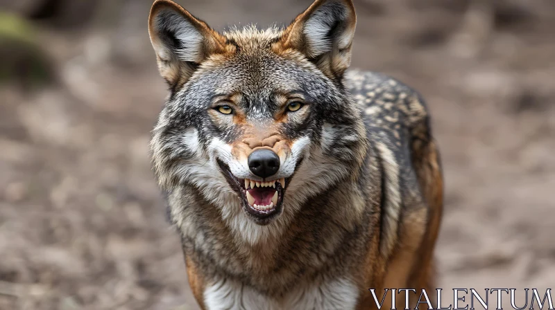 Close-Up of a Threatening Wolf AI Image
