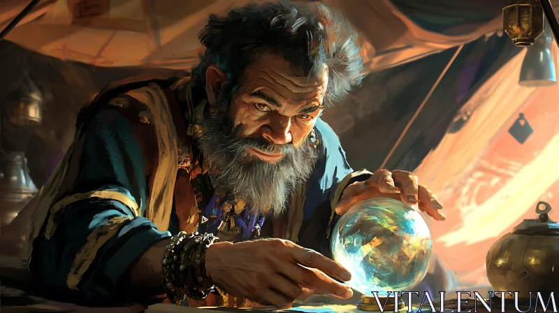 Bearded Seer with Glowing Orb
