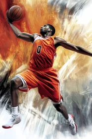 Dynamic Basketball Dunk Illustration AI Generated Image