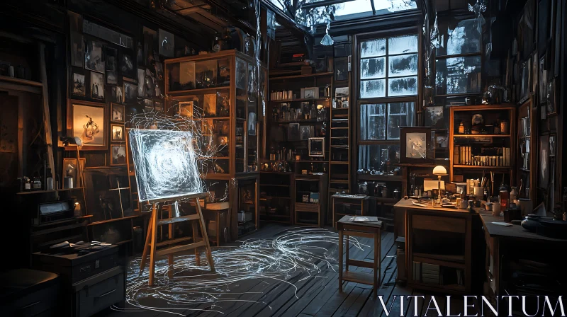 Dark Art Studio Interior