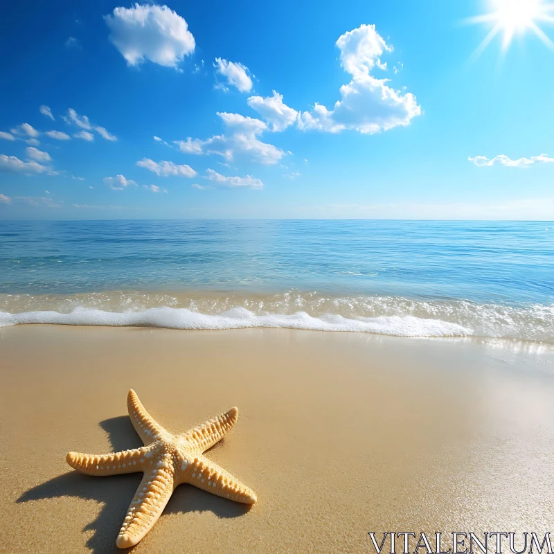 Coastal Starfish Beach Scene