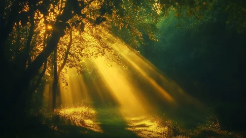 Rays of Light Through Forest Canopy