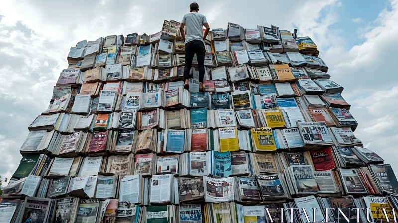 Ascending the Paper Mountain AI Image