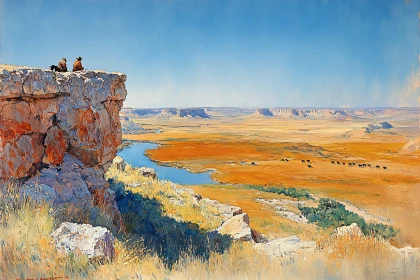 Overlooking the Canyon: Western Scene