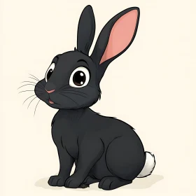 Cute Black Bunny with White Tail