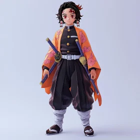 Samurai-Inspired Anime Character