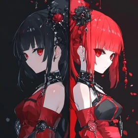 Anime Gothic Twins Portrait