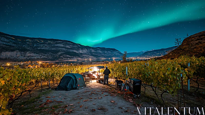 Night Camping Under Northern Lights