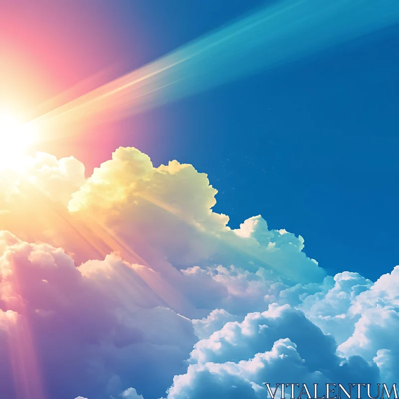 Ethereal Sunlight Through Fluffy Clouds