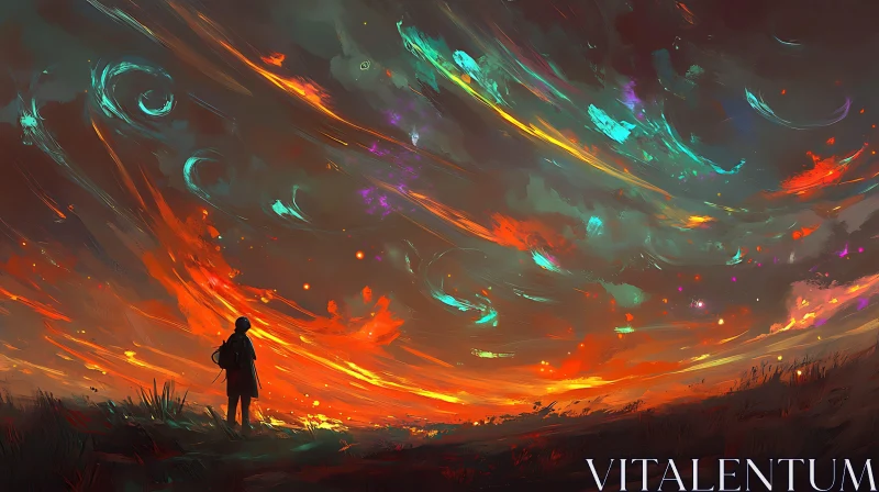 Abstract Sunset with Lone Observer