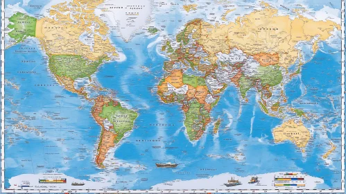 Colorful World Map Depicting Continents