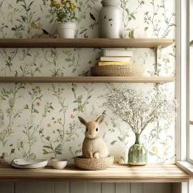 Bunny in Basket: A Floral Still Life