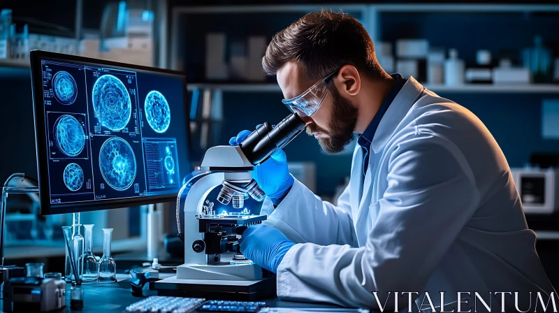 Lab Research with Microscope