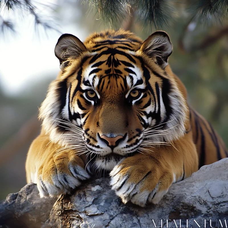 Resting Tiger on Rocky Outcrop