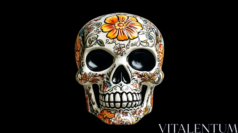 Decorative Skull with Flowers