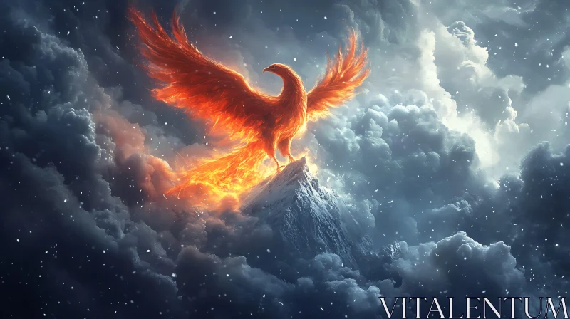 Fiery Phoenix on Mountain Top