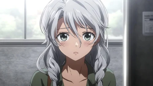 Surprised Anime Girl with Braids