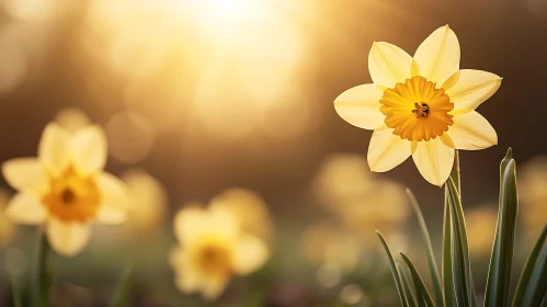 Golden Daffodils in the Sunlight