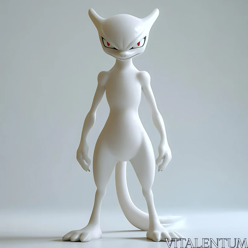Minimalist White Alien Creature in Clean 3D Design