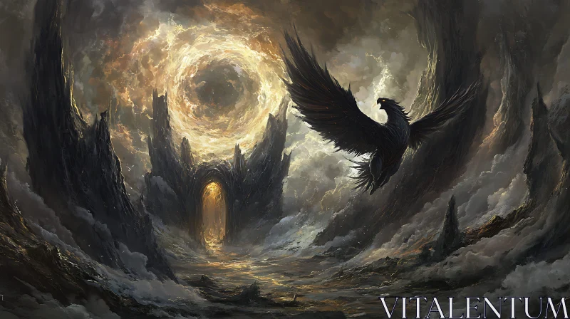 Black Phoenix Overcoming Darkness AI Image