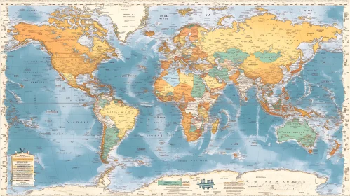 Vintage Style Geographic World Map